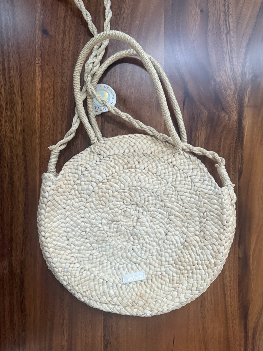 Rare NWT Spartina 449 Retreat Round Straw Tote Cabana Leaf - Picture 8 of 10